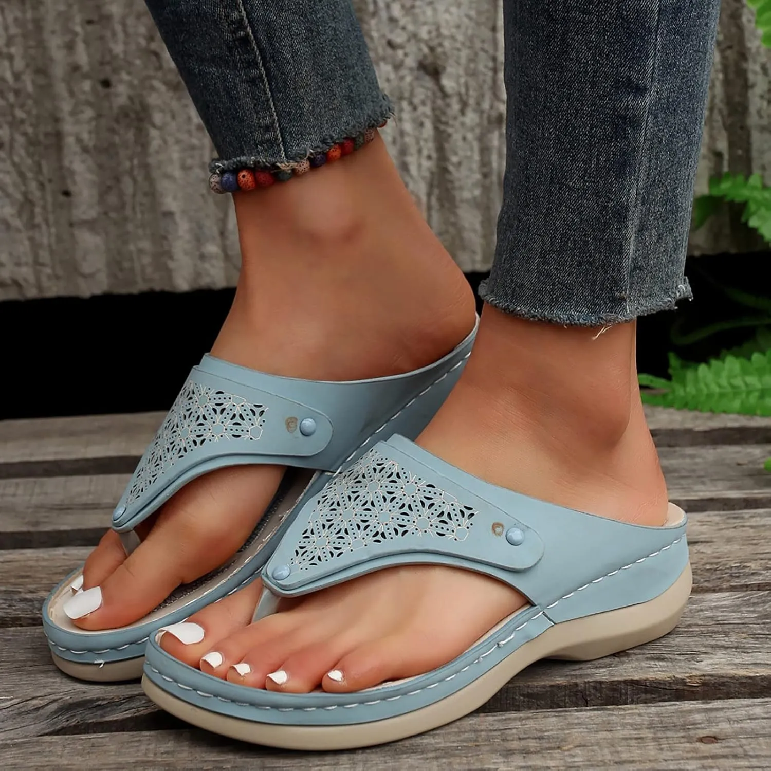 Fashion Women Summer Solid Wedges Breathable Slip On Open Toe Sandals Comfortable Beach Womens Shoes Sandals