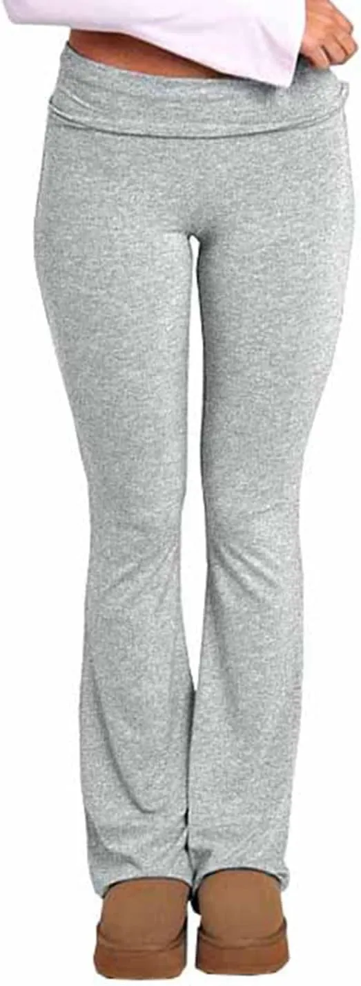Fawjsais Flare Leggings for Women Skinny Fold Over Leggings Bootcut Yoga Pants Low Rise Sweatpants