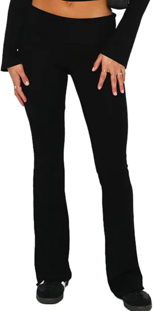 Fawjsais Flare Leggings for Women Skinny Fold Over Leggings Bootcut Yoga Pants Low Rise Sweatpants