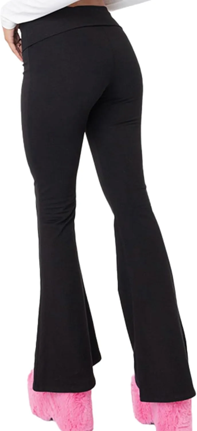 Fawjsais Flare Leggings for Women Skinny Fold Over Leggings Bootcut Yoga Pants Low Rise Sweatpants