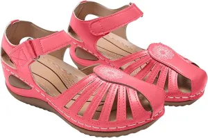FFMA Comfortable Wedge Sandals with Arch Support Ladies Orthopedic Sandals Summer Casual Clearance Hollowed Out Wedge Platforms Sandals Closed Toe Summer Shoes