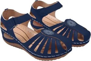 FFMA Comfortable Wedge Sandals with Arch Support Ladies Orthopedic Sandals Summer Casual Clearance Hollowed Out Wedge Platforms Sandals Closed Toe Summer Shoes