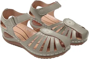 FFMA Comfortable Wedge Sandals with Arch Support Ladies Orthopedic Sandals Summer Casual Clearance Hollowed Out Wedge Platforms Sandals Closed Toe Summer Shoes