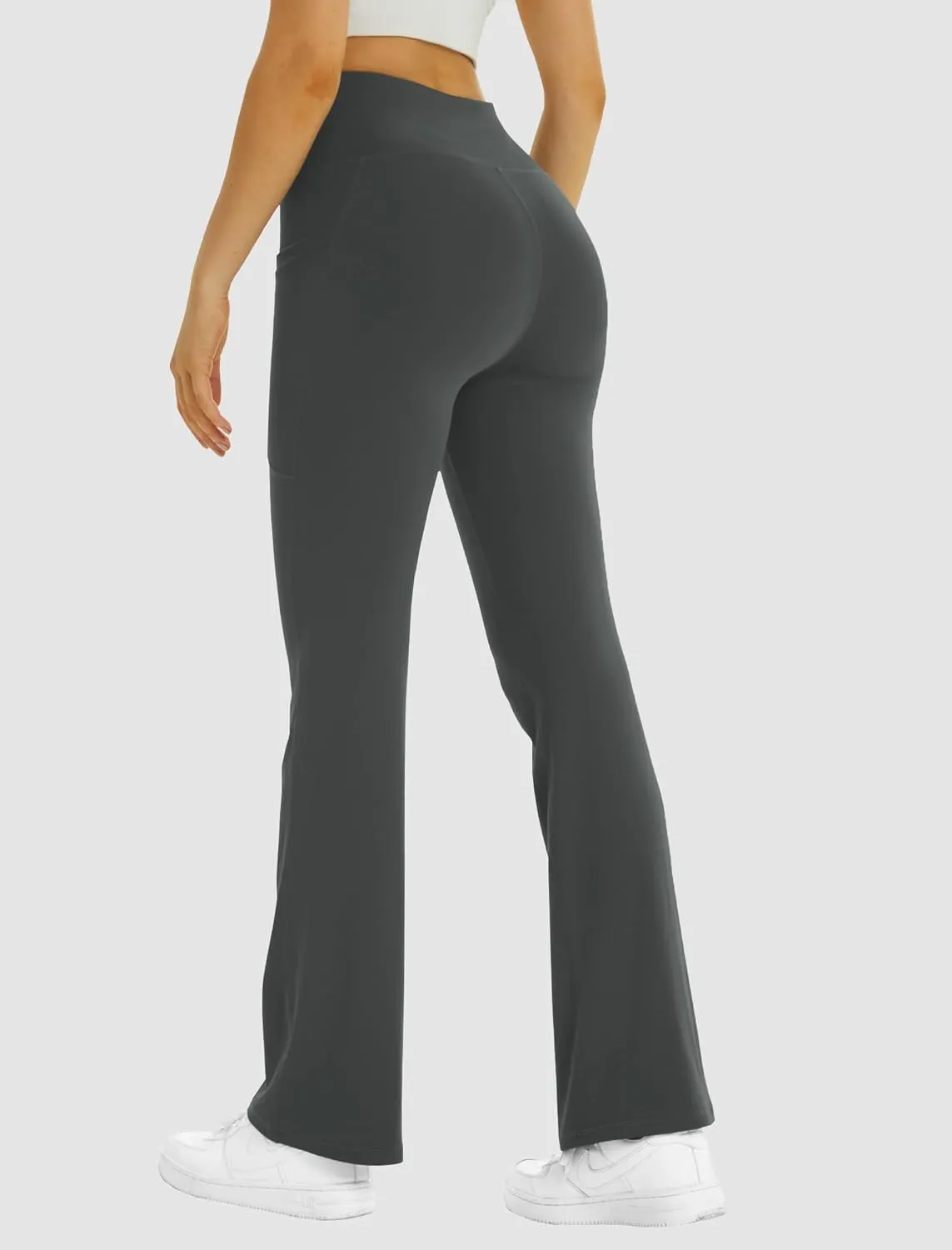 FireSwan Women's Flare Yoga Pants with Pockets High Waist Flared Leggings Bootcut Gym Workout Pants Tummy Control
