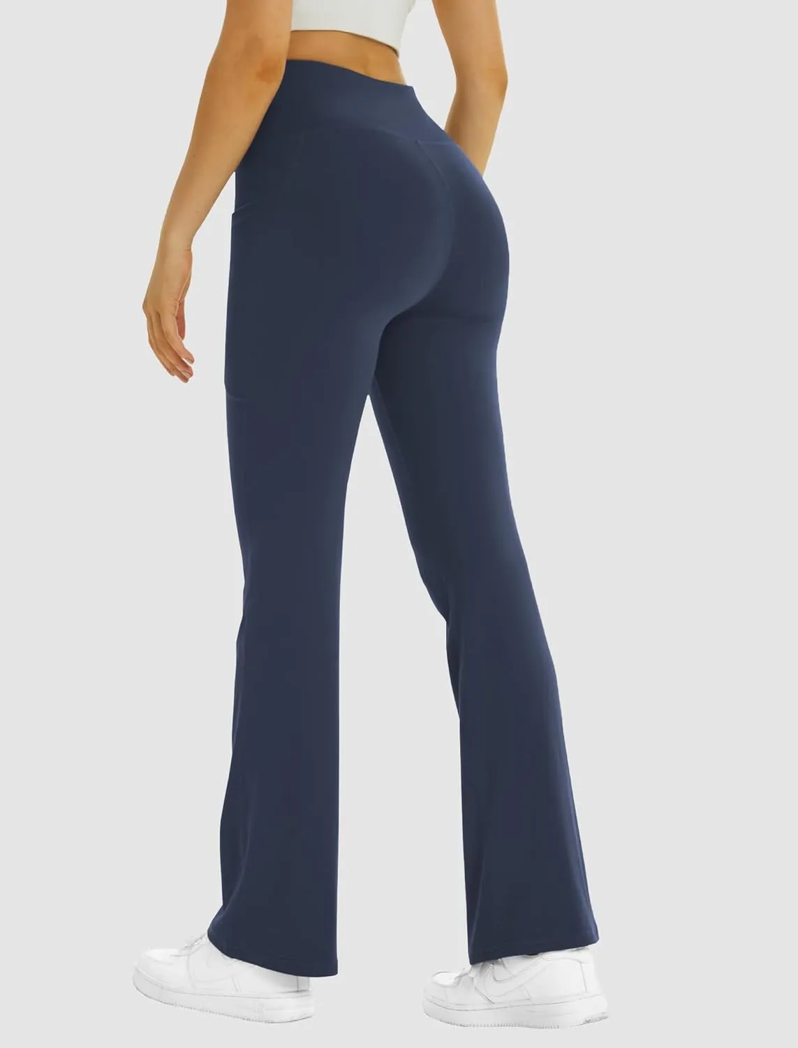FireSwan Women's Flare Yoga Pants with Pockets High Waist Flared Leggings Bootcut Gym Workout Pants Tummy Control
