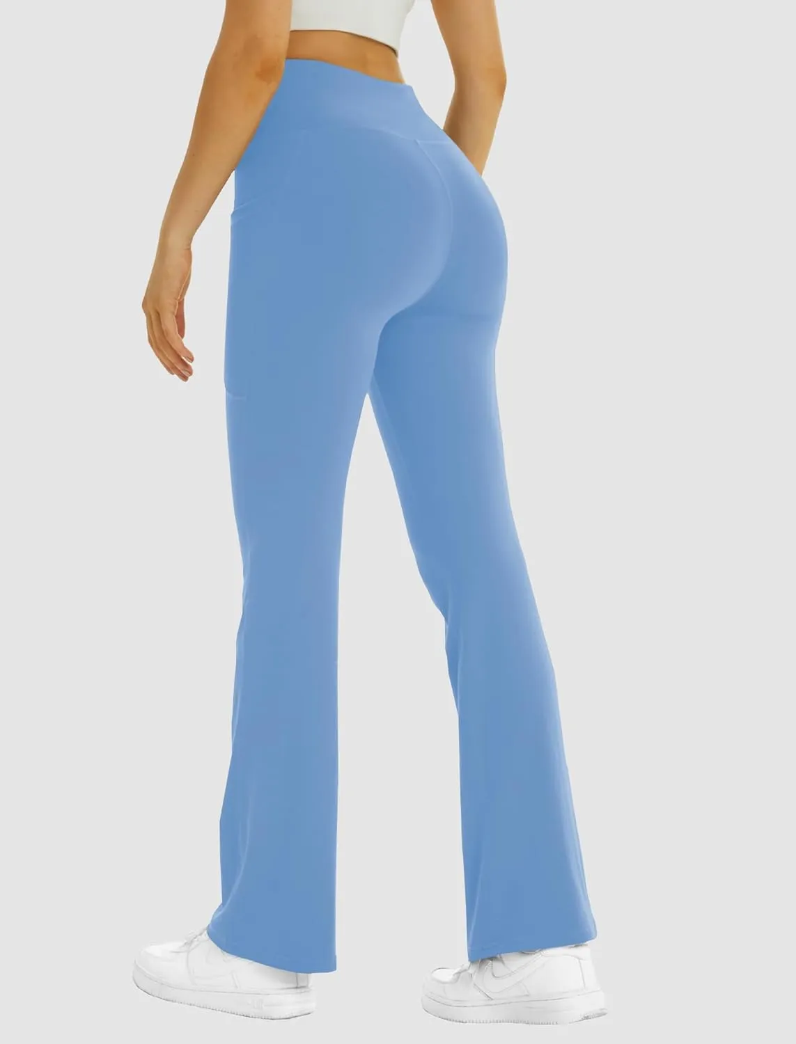 FireSwan Women's Flare Yoga Pants with Pockets High Waist Flared Leggings Bootcut Gym Workout Pants Tummy Control