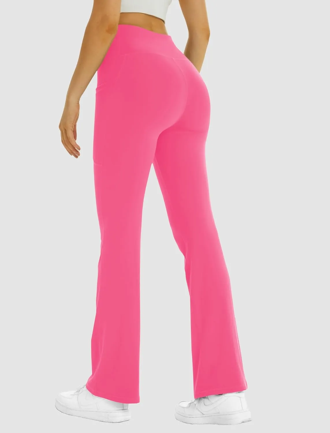 FireSwan Women's Flare Yoga Pants with Pockets High Waist Flared Leggings Bootcut Gym Workout Pants Tummy Control