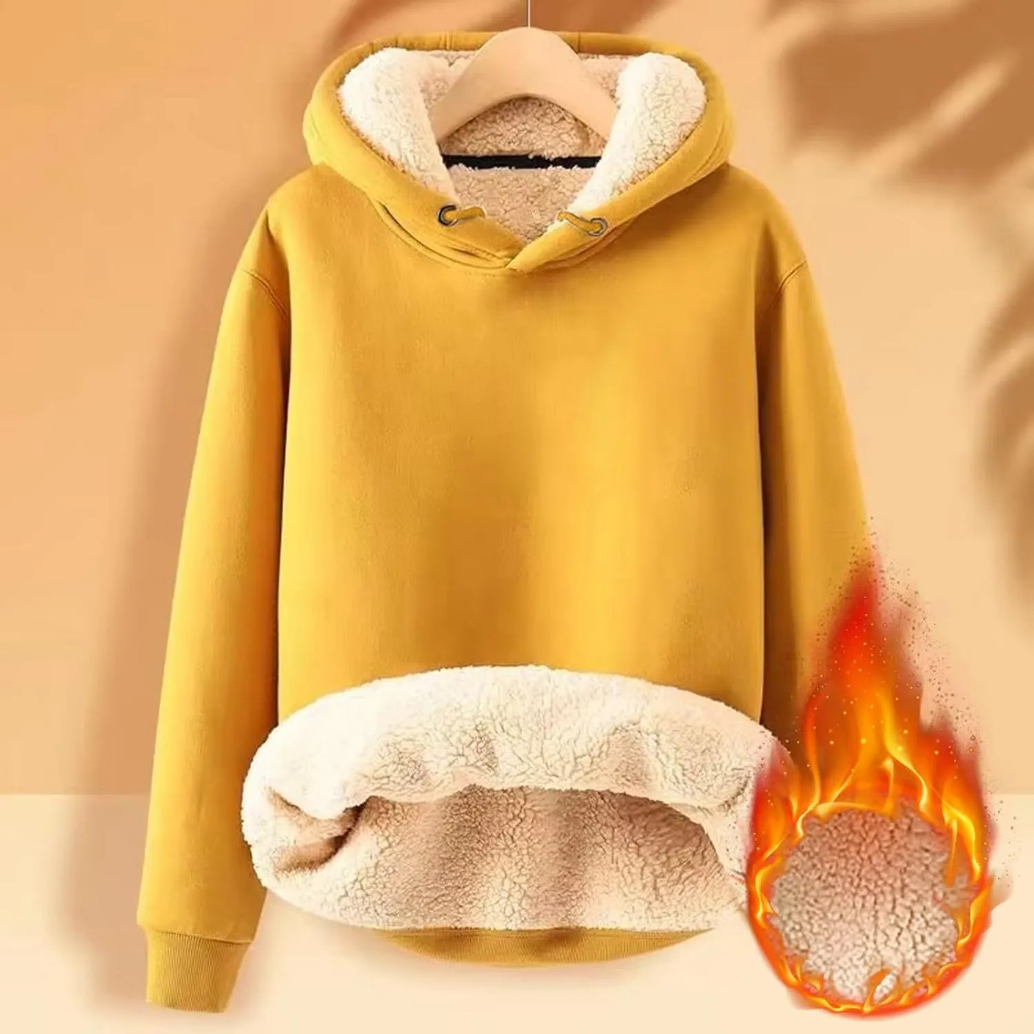 Fleece Hoodie Men Winter Warm Plus Size Sherpa Lined Pullover Hoodie Relaxed Fit Oversized Heavy Hooded Sweatshirt