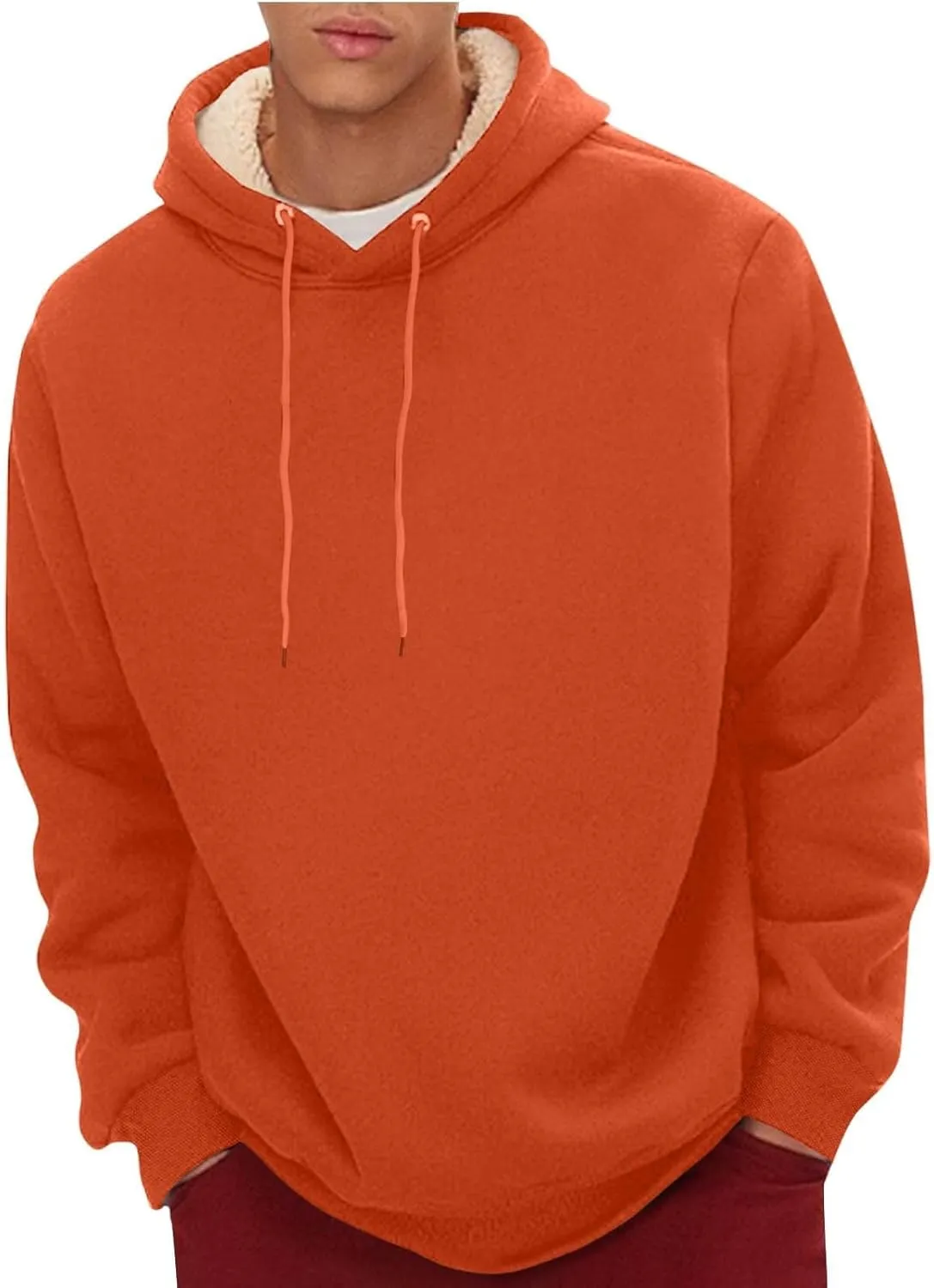 Fleece Hoodie Men Winter Warm Plus Size Sherpa Lined Pullover Hoodie Relaxed Fit Oversized Heavy Hooded Sweatshirt