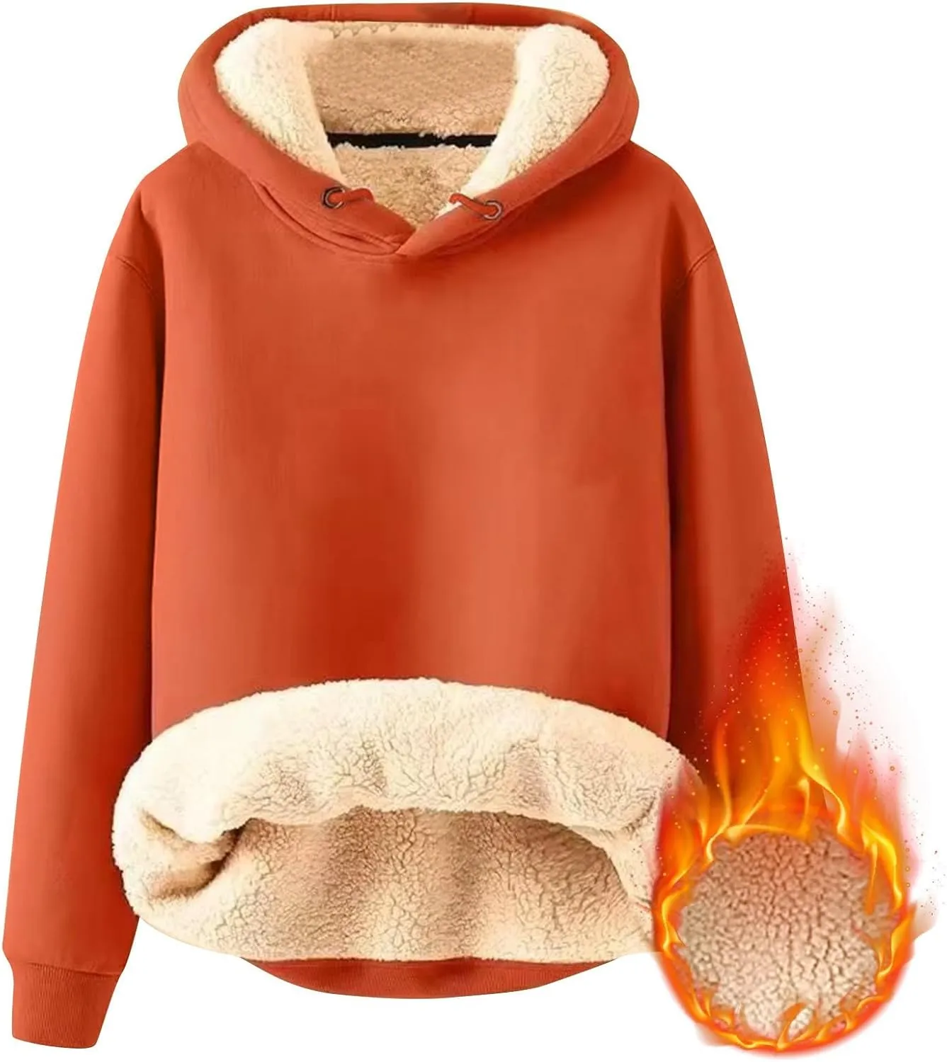 Fleece Hoodie Men Winter Warm Plus Size Sherpa Lined Pullover Hoodie Relaxed Fit Oversized Heavy Hooded Sweatshirt