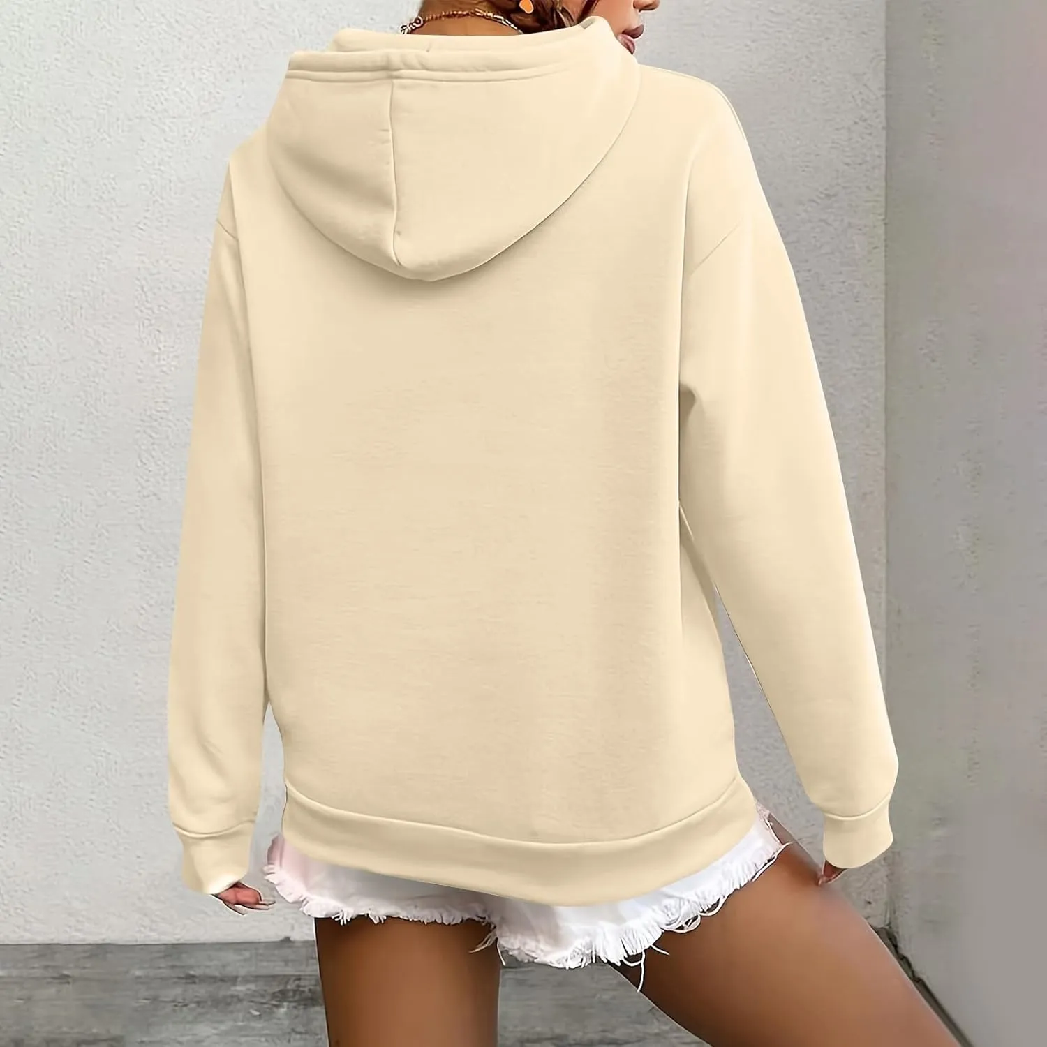 Fleece Hoodie Women Long Sleeve Drawstring Hooded Sweatshirt with Pockets Relaxed Fit Comfy Pullover Fall Sweater