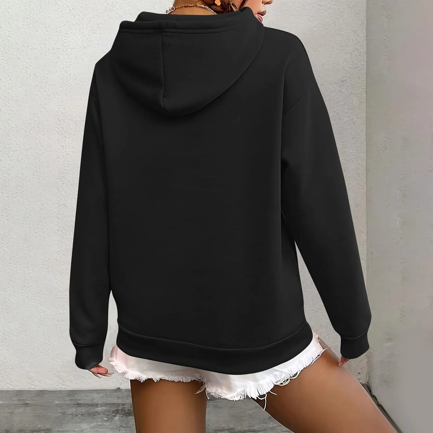 Fleece Hoodie Women Long Sleeve Drawstring Hooded Sweatshirt with Pockets Relaxed Fit Comfy Pullover Fall Sweater