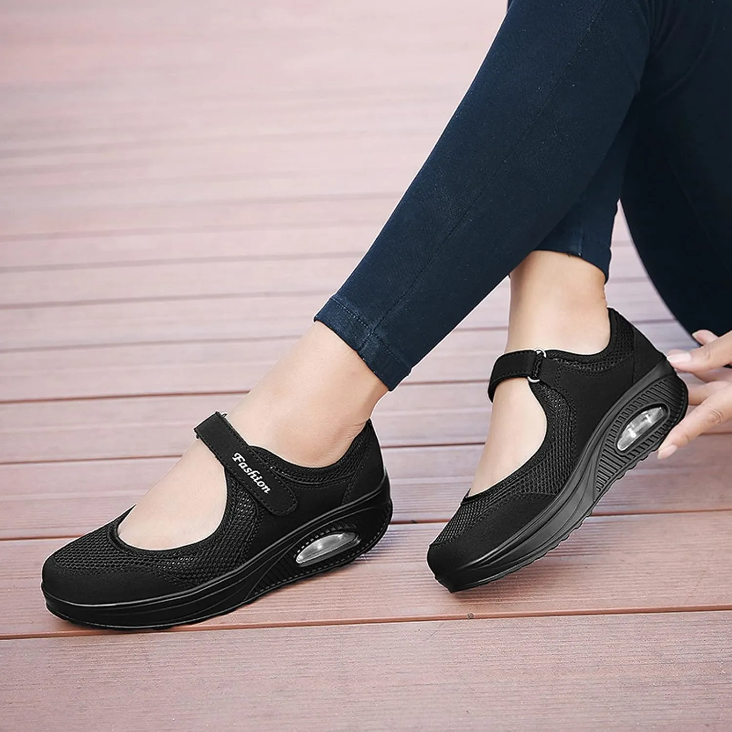 FLIOZY Nurse Shoes Women's Walking Shoes Air Cushion Platform Sneaker Breathable Lightweight Casual Shoes