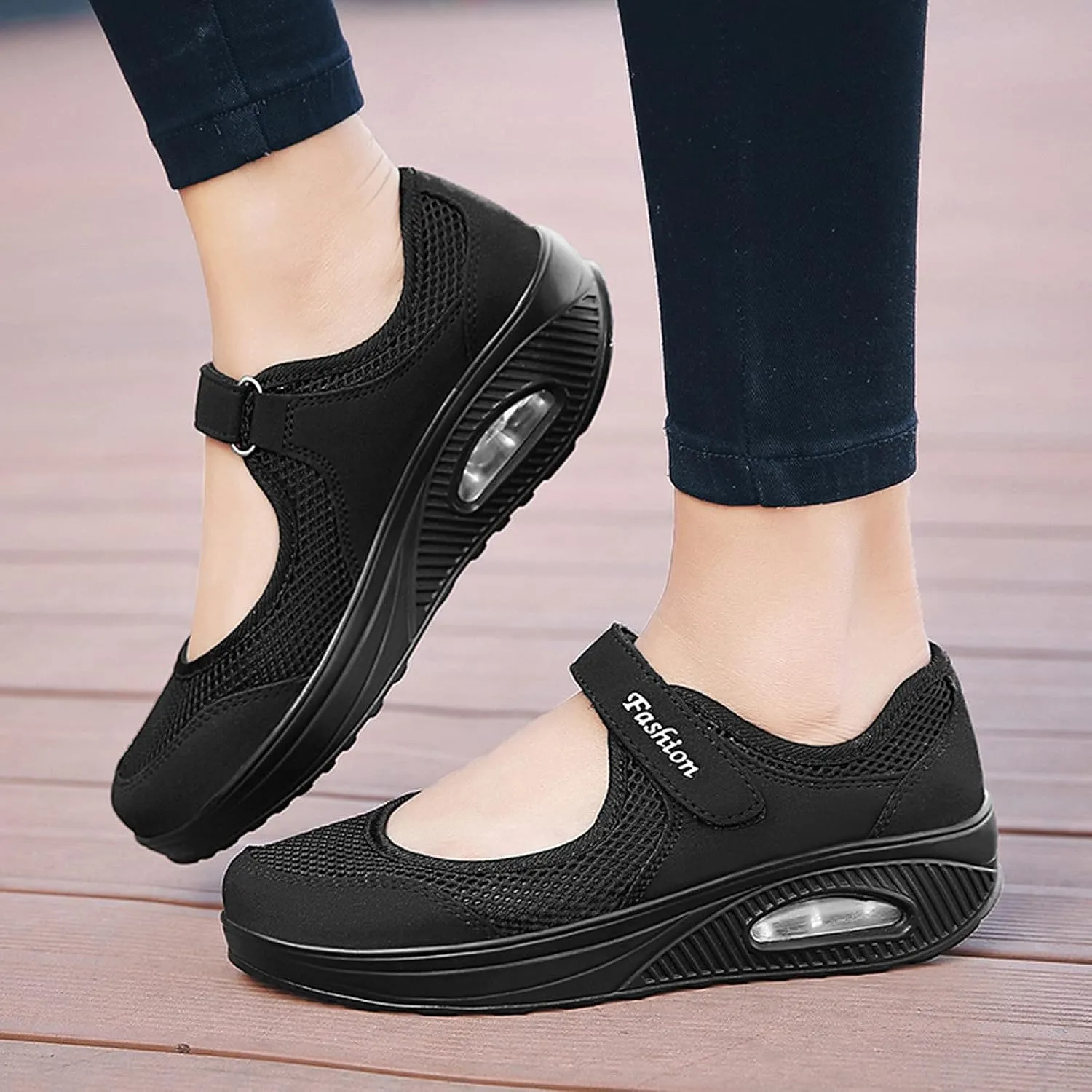 FLIOZY Nurse Shoes Women's Walking Shoes Air Cushion Platform Sneaker Breathable Lightweight Casual Shoes