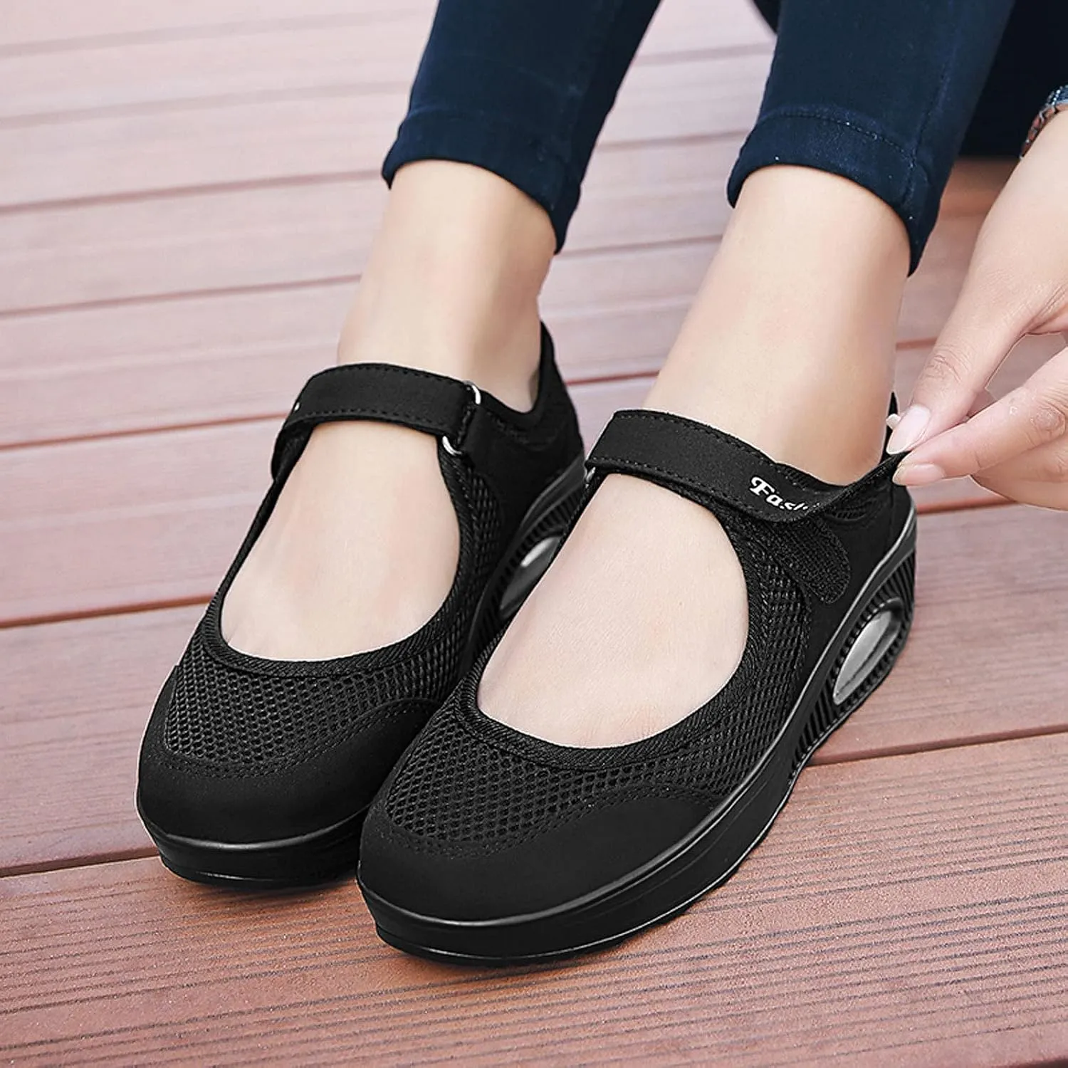 FLIOZY Nurse Shoes Women's Walking Shoes Air Cushion Platform Sneaker Breathable Lightweight Casual Shoes