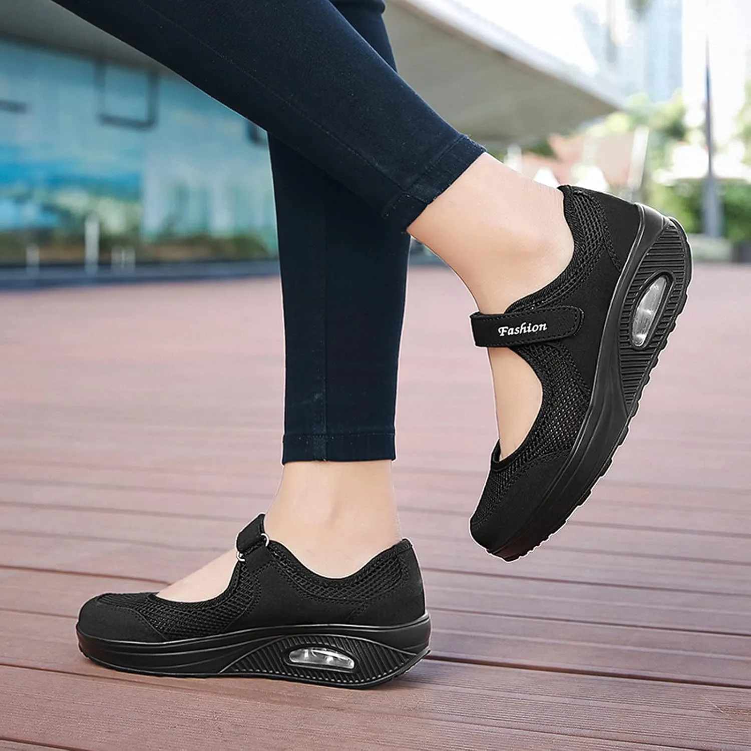 FLIOZY Nurse Shoes Women's Walking Shoes Air Cushion Platform Sneaker Breathable Lightweight Casual Shoes