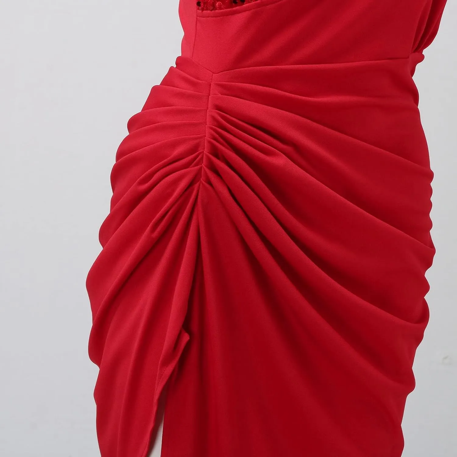 Formal Gowns for Women 2024 Elegant Ruched One-Shoulder Splice Midi Dress Sexy Side Shirring Sleeveless Evening Gowns