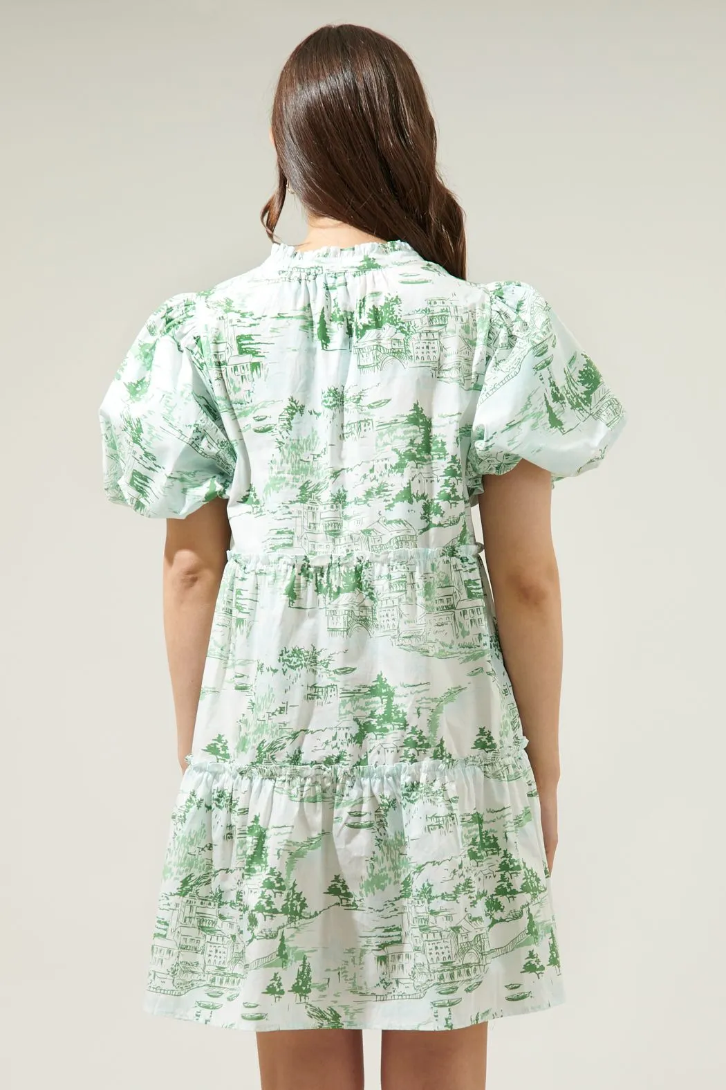Francine Toile Jeanne Bubble Sleeve Babydoll Dress