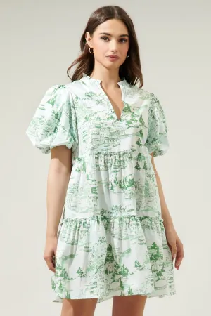 Francine Toile Jeanne Bubble Sleeve Babydoll Dress