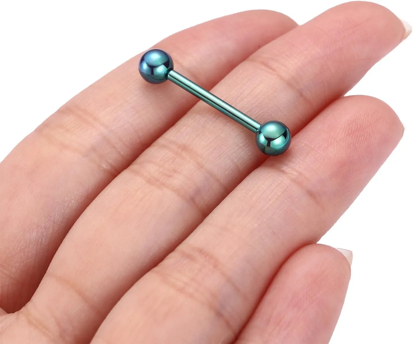 FUNLMO 1 Pair Nipple Rings G23 Titanium Nipple Piercing Jewelry Tongue Rings Internally Threaded Nipple Jewelry Bridge Piercing Jewelry 16G 14G 12G 12mm-18mm