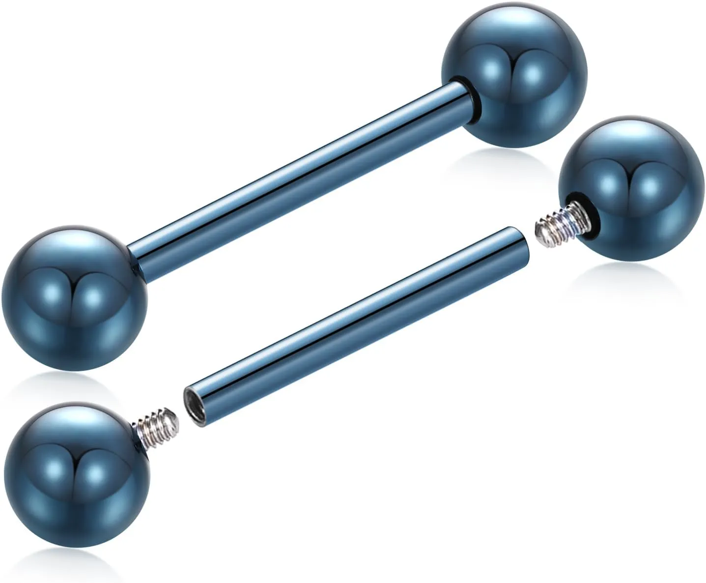 FUNLMO 1 Pair Nipple Rings G23 Titanium Nipple Piercing Jewelry Tongue Rings Internally Threaded Nipple Jewelry Bridge Piercing Jewelry 16G 14G 12G 12mm-18mm