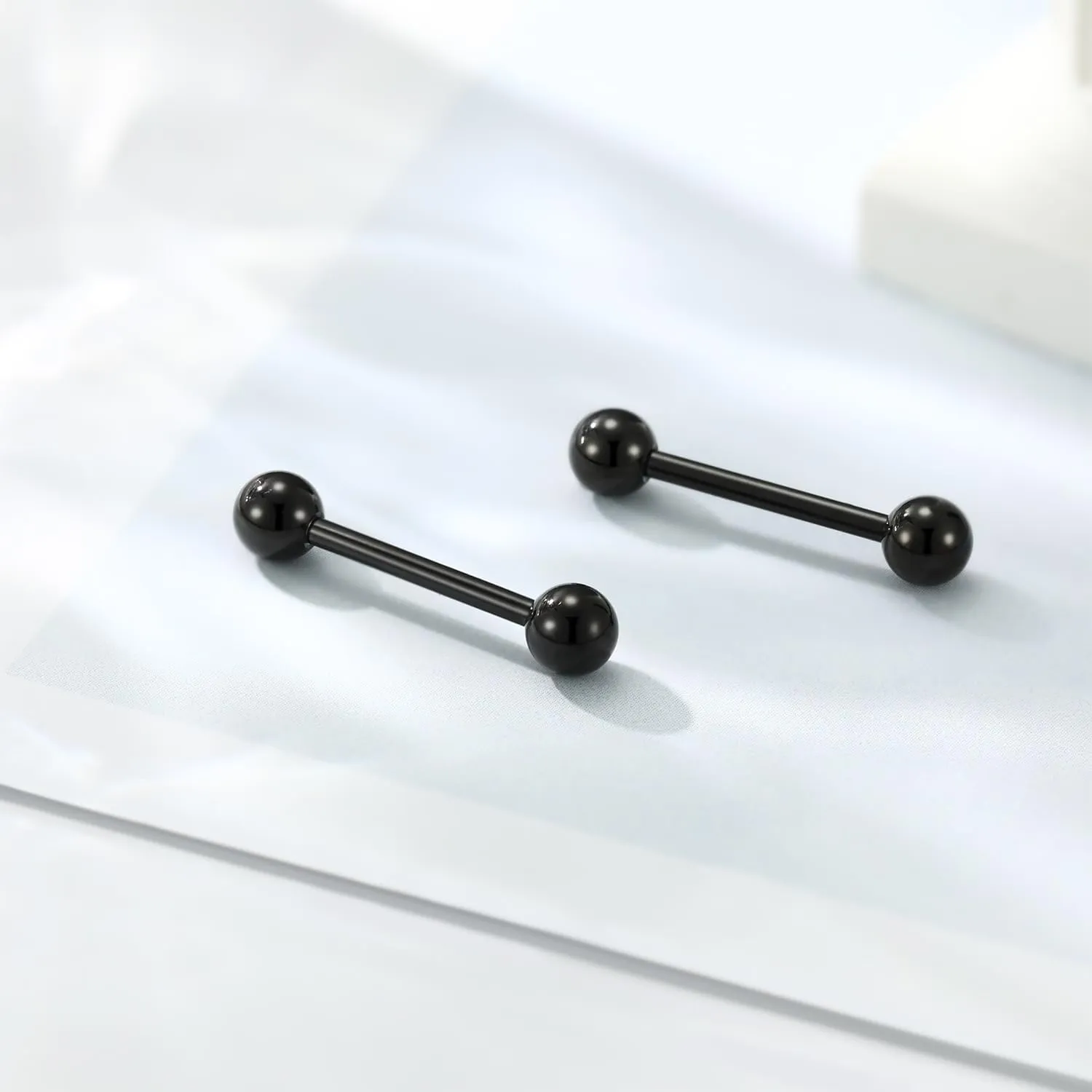 FUNLMO 1 Pair Nipple Rings G23 Titanium Nipple Piercing Jewelry Tongue Rings Internally Threaded Nipple Jewelry Bridge Piercing Jewelry 16G 14G 12G 12mm-18mm