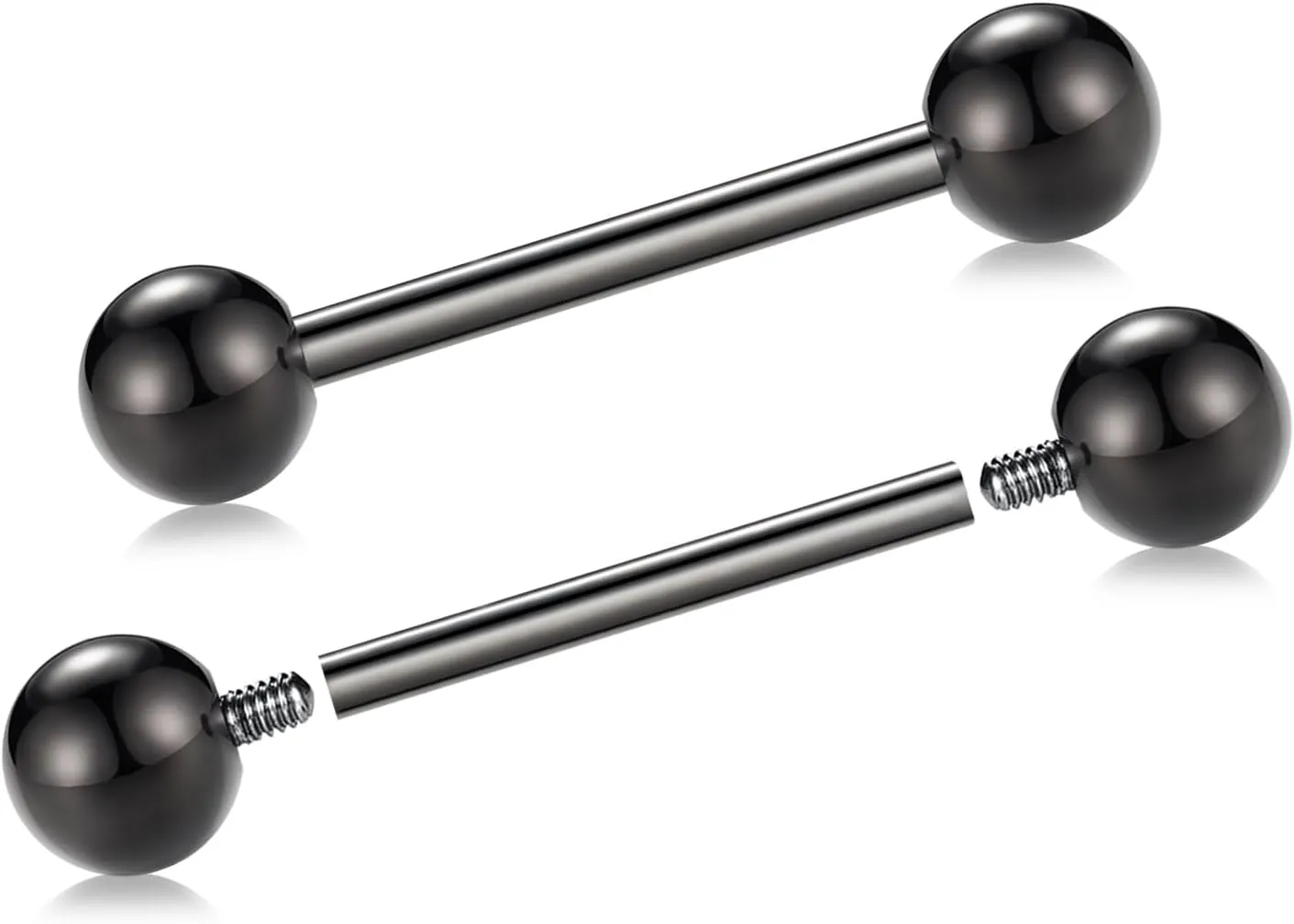 FUNLMO 1 Pair Nipple Rings G23 Titanium Nipple Piercing Jewelry Tongue Rings Internally Threaded Nipple Jewelry Bridge Piercing Jewelry 16G 14G 12G 12mm-18mm