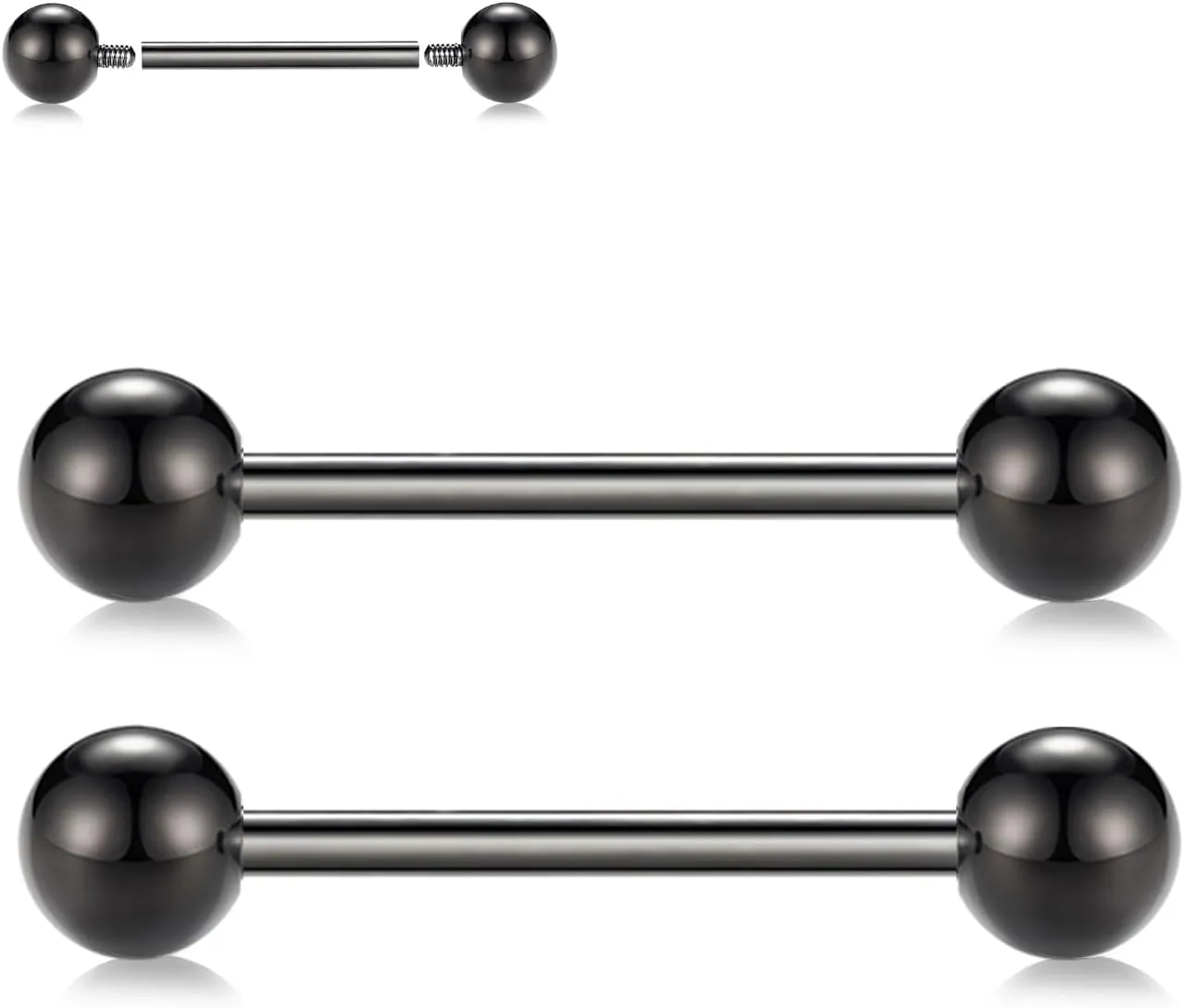 FUNLMO 1 Pair Nipple Rings G23 Titanium Nipple Piercing Jewelry Tongue Rings Internally Threaded Nipple Jewelry Bridge Piercing Jewelry 16G 14G 12G 12mm-18mm