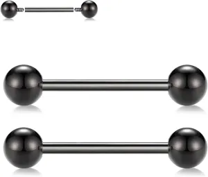 FUNLMO 1 Pair Nipple Rings G23 Titanium Nipple Piercing Jewelry Tongue Rings Internally Threaded Nipple Jewelry Bridge Piercing Jewelry 16G 14G 12G 12mm-18mm
