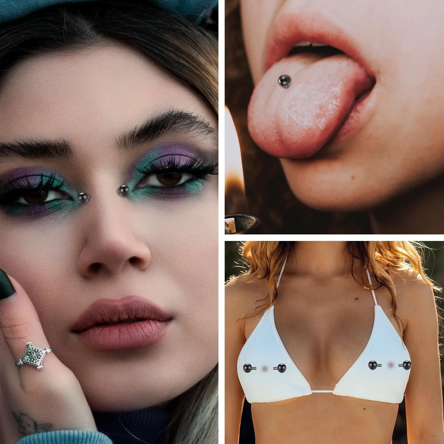FUNLMO 1 Pair Nipple Rings G23 Titanium Nipple Piercing Jewelry Tongue Rings Internally Threaded Nipple Jewelry Bridge Piercing Jewelry 16G 14G 12G 12mm-18mm