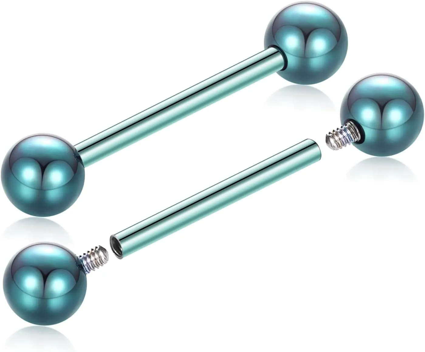 FUNLMO 1 Pair Nipple Rings G23 Titanium Nipple Piercing Jewelry Tongue Rings Internally Threaded Nipple Jewelry Bridge Piercing Jewelry 16G 14G 12G 12mm-18mm