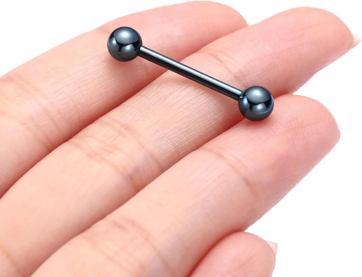 FUNLMO 1 Pair Nipple Rings G23 Titanium Nipple Piercing Jewelry Tongue Rings Internally Threaded Nipple Jewelry Bridge Piercing Jewelry 16G 14G 12G 12mm-18mm