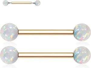 FUNLMO 1 Pair Nipple Rings G23 Titanium Nipple Piercing Jewelry Tongue Rings Internally Threaded Nipple Jewelry Bridge Piercing Jewelry 16G 14G 12G 12mm-18mm