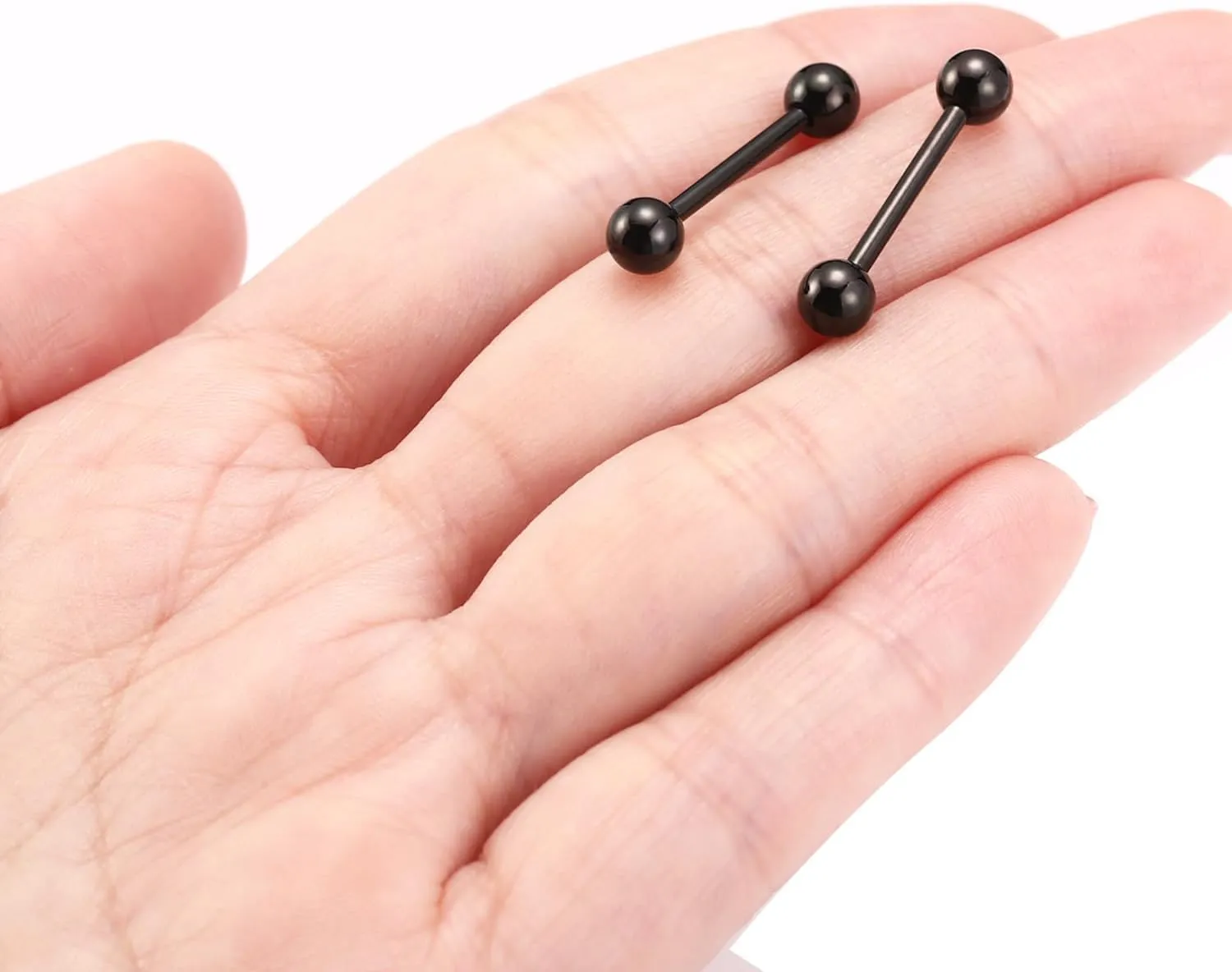 FUNLMO 1 Pair Nipple Rings G23 Titanium Nipple Piercing Jewelry Tongue Rings Internally Threaded Nipple Jewelry Bridge Piercing Jewelry 16G 14G 12G 12mm-18mm