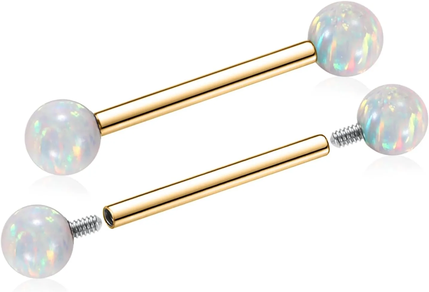 FUNLMO 1 Pair Nipple Rings G23 Titanium Nipple Piercing Jewelry Tongue Rings Internally Threaded Nipple Jewelry Bridge Piercing Jewelry 16G 14G 12G 12mm-18mm
