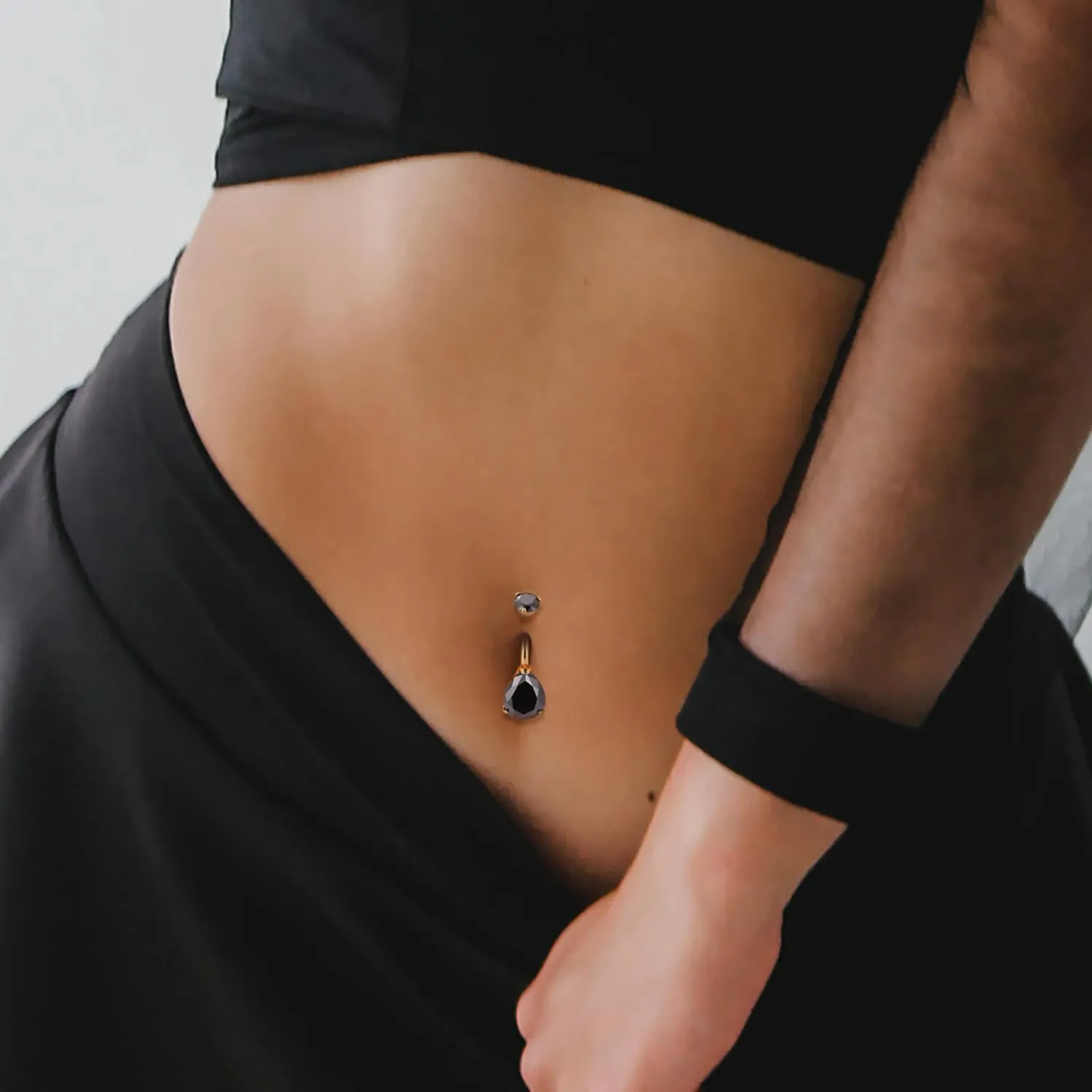 FUNLMO 14g Belly Button Rings Titanium Belly Navel Ring Internally Threaded Belly Button Jewelry Waterdrop Navel Jewelry Navel Belly Piercing Jewelry Navel Barbell Stud