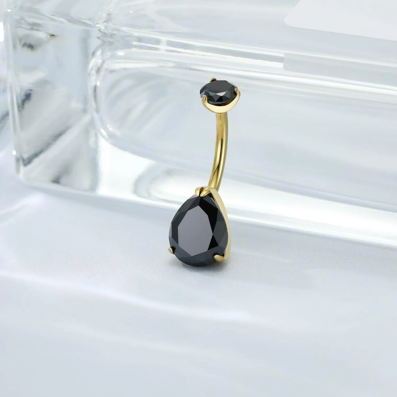 FUNLMO 14g Belly Button Rings Titanium Belly Navel Ring Internally Threaded Belly Button Jewelry Waterdrop Navel Jewelry Navel Belly Piercing Jewelry Navel Barbell Stud