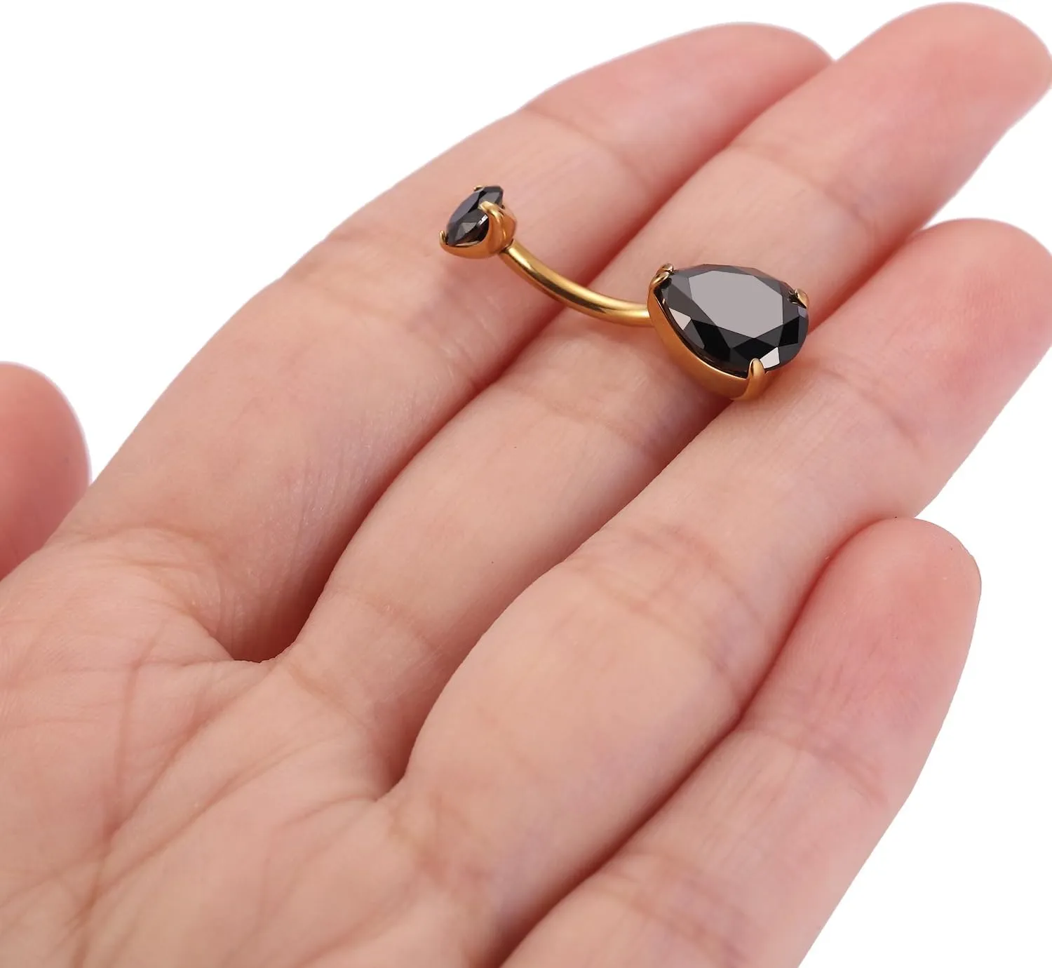 FUNLMO 14g Belly Button Rings Titanium Belly Navel Ring Internally Threaded Belly Button Jewelry Waterdrop Navel Jewelry Navel Belly Piercing Jewelry Navel Barbell Stud