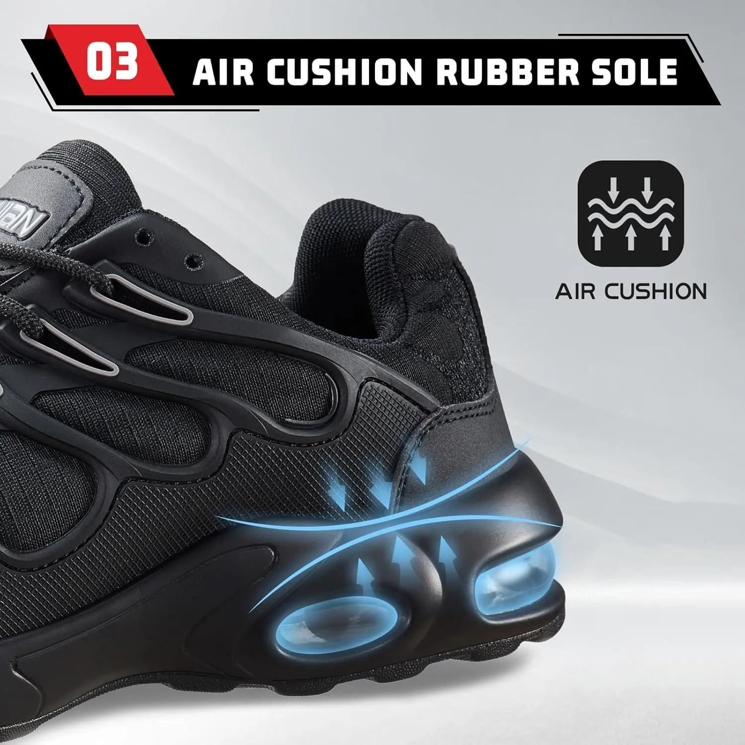 Furuian Steel Toe Shoes for Men Women Air Cushion Indestructible Steel Toe Sneakers Comfortable Safety Shoes Mens Work Shoes