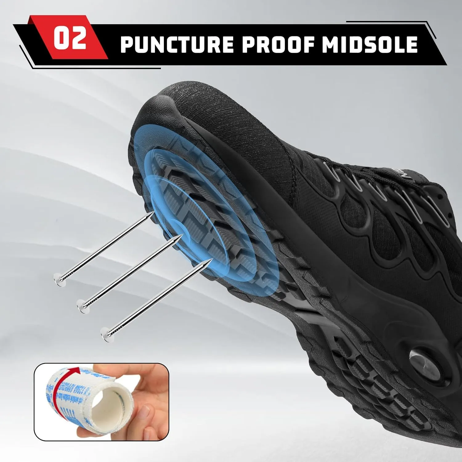 Furuian Steel Toe Shoes for Men Women Air Cushion Indestructible Steel Toe Sneakers Comfortable Safety Shoes Mens Work Shoes