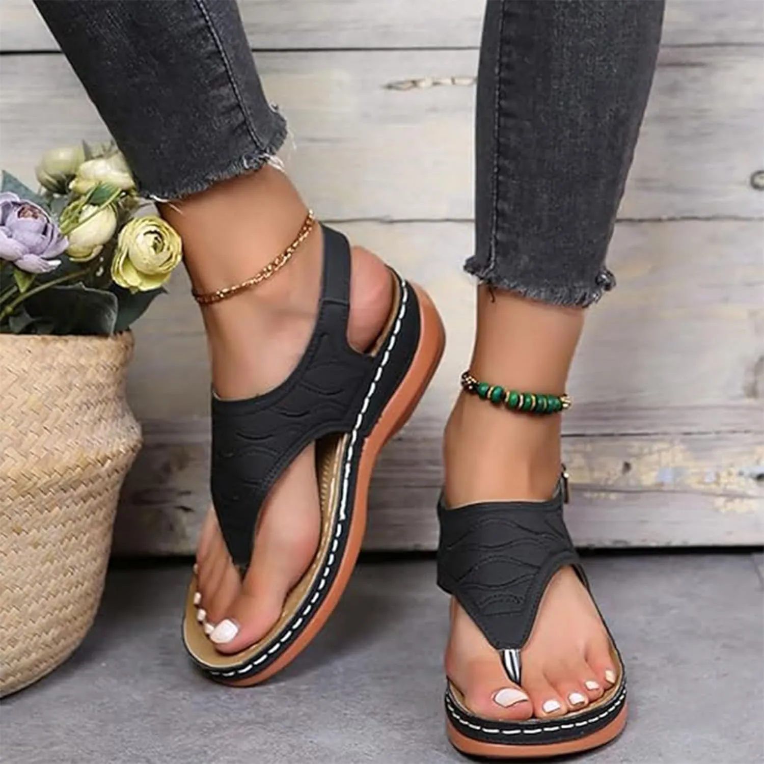 Giltpeak Shoes Women, Orthopedic Shoes For Women, Women'S Arch Support Flat Sandals, Platforms Flip Flops Arch Support Flat Sandals