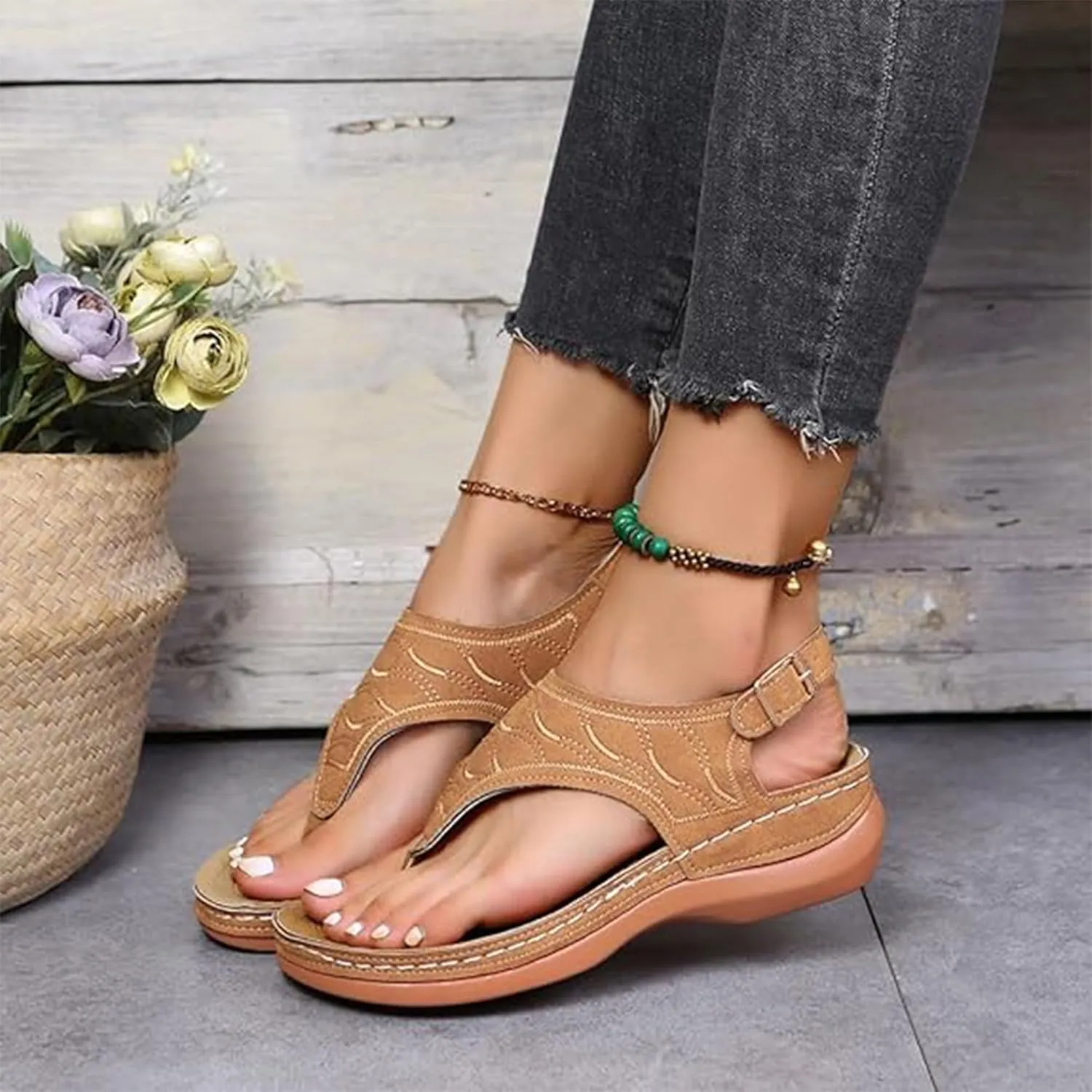 Giltpeak Shoes Women, Orthopedic Shoes For Women, Women'S Arch Support Flat Sandals, Platforms Flip Flops Arch Support Flat Sandals