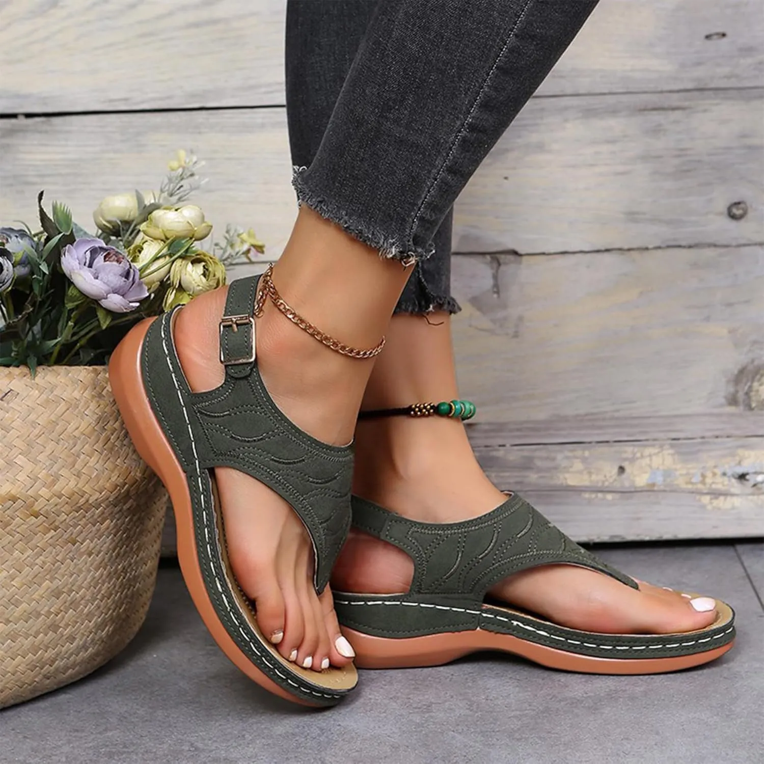 Giltpeak Shoes Women, Orthopedic Shoes For Women, Women'S Arch Support Flat Sandals, Platforms Flip Flops Arch Support Flat Sandals