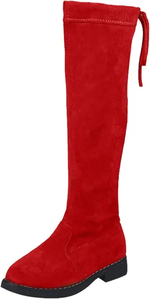 Girls Riding Boots Water-proof Fashion Buckle Side Zipper Non Slip Knee High Boots for Toddler/Little Kid/Big Kid