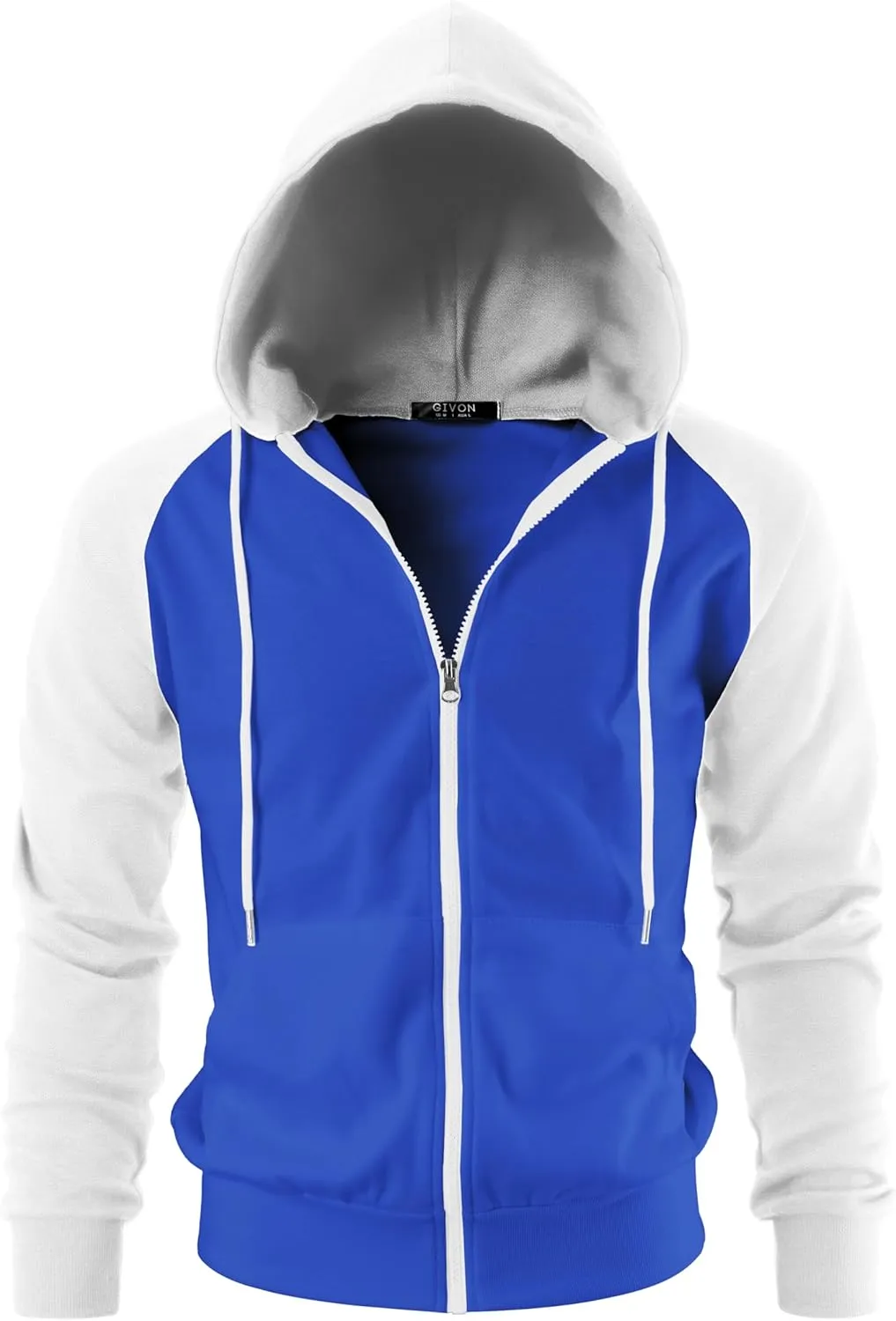 GIVON Men's Zip Up Hoodie Lightweight Baseball Raglan Hooded Sweatshirt