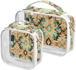 Glitter Background 2 Pieces Clear Makeup Cosmetic Bags for Traveling Vacation Organizing, Toiletry Bags for Women Men, PVC Waterproof Travel Organizer