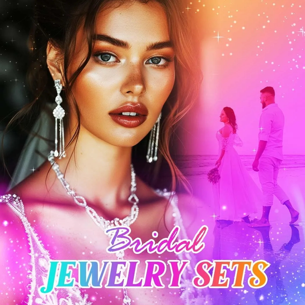 GORAIS Prom Jewelry Set Necklace and Earrings Set Rhinestone Bridal Wedding Jewelry for Women