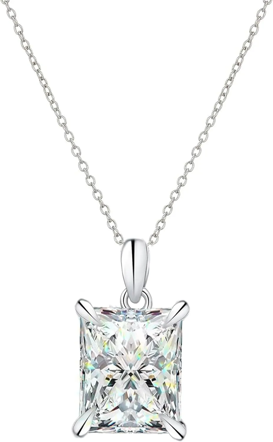 GYU Cubic Zirconia Pendant Necklace for Women, Fashion Jewelry, Sterling Silver-Plate, Fashion Jewelry