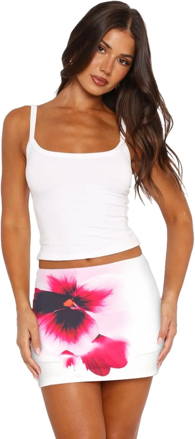 Hafailia Womens Printed Mini Skorts Summer Y2K Beach Vacation Outfits Pencil Bodycon Boho Skirts with Shorts Underneath 2025