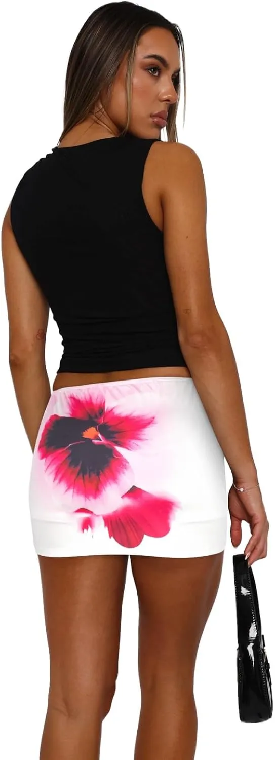 Hafailia Womens Printed Mini Skorts Summer Y2K Beach Vacation Outfits Pencil Bodycon Boho Skirts with Shorts Underneath 2025